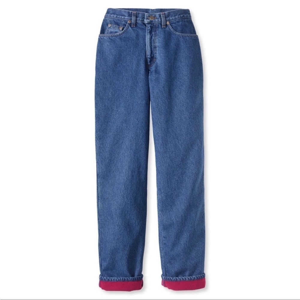 LL Bean Original Fit Relaxed Fleece Lined Jeans Denim Women's Size 10 tall